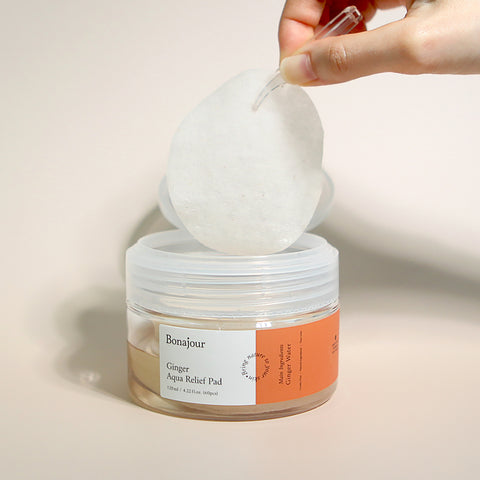 Bonajour Vegan Ginger Aqua Relief Toner Pads, 60 Pads