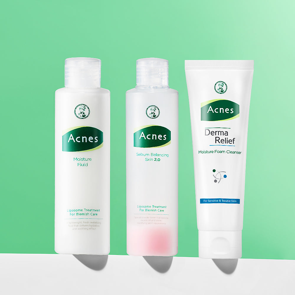 Acnes Sebum Balancing Skin 2.0 200ml + Fluid 150ml + Derma Moisture Foam 125/200ml (Set)