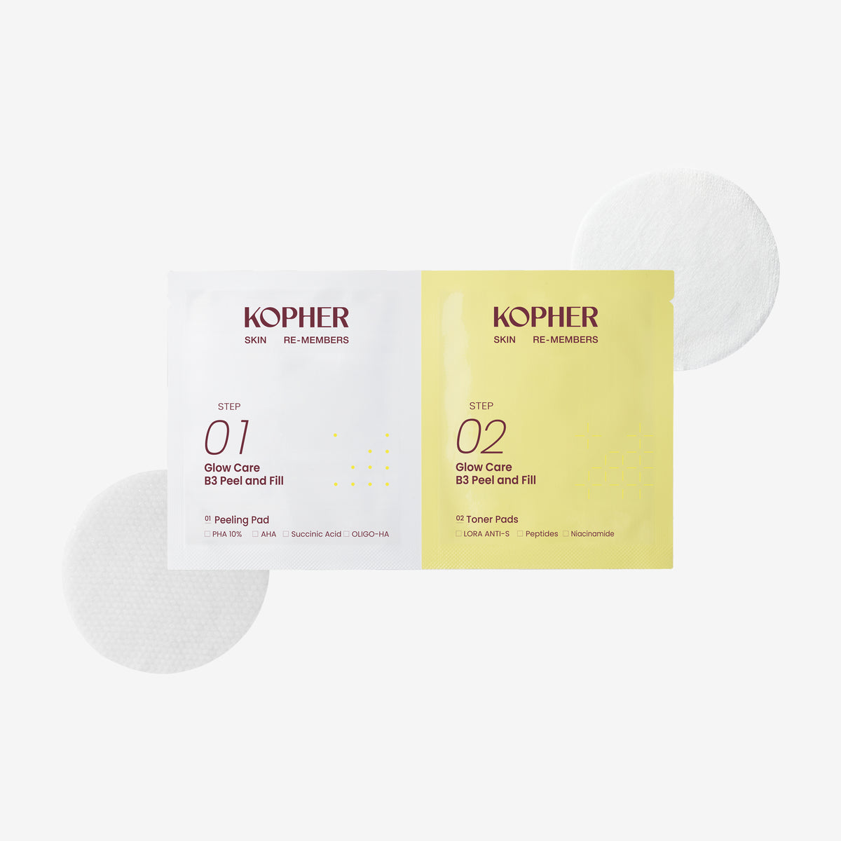 Kopher Glow Care B3 Peel & Fill Brightening Tone-Up Pads (7 Pads)