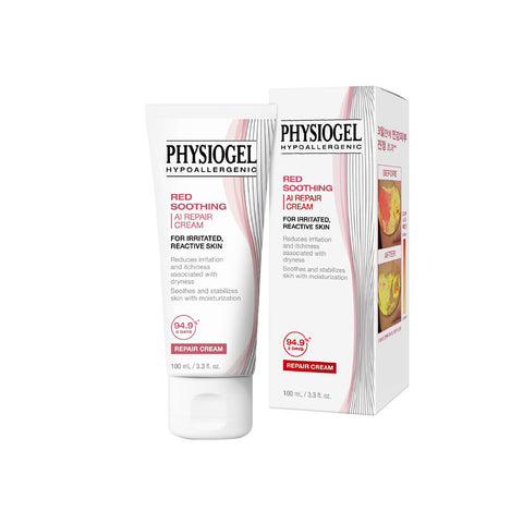 Physiogel Red Soothing AI Repair Cream 100ml x3: Red Soothing AI Repair Essence 50ml Repair Cream 30ml AI Mask 1pc