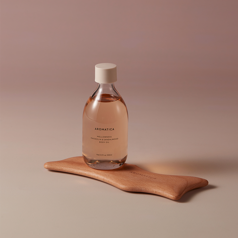 Aromatica Mellowness Body Oil Magnolia & Sandalwood 100ml + Dolphin Body Gua Sha - 2-Piece Massage Set
