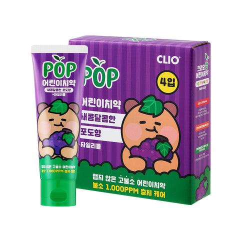 Clio Pop High-Fluoride Junior Toothpaste, Mango Peach - 90g (4+1 Pack)