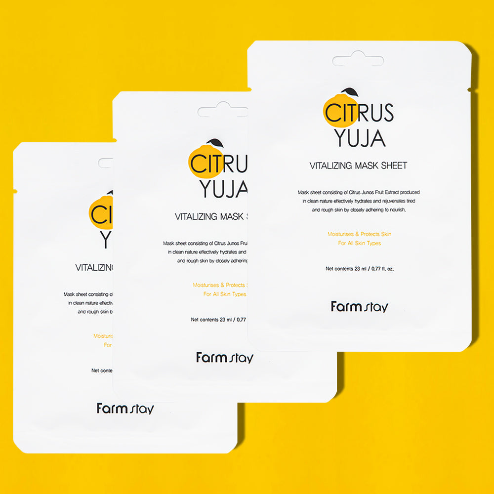 Farmstay Citrus Yuzu Vitalizing Mask Sheet 23ml (10 sheets, 3 pack)