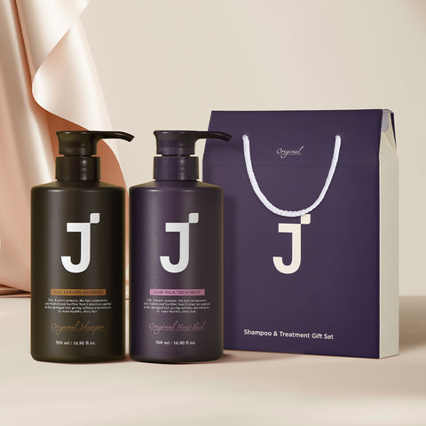 Jsoop Silk Keratin Shampoo + Treatment Gift Set (Damaged Hair Care) - 500ml + 500ml