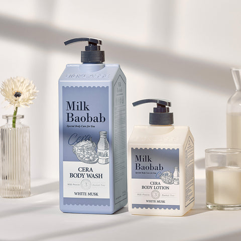 Milk Baobab Cera Body Wash 1200ml + Body Lotion 600ml White Musk