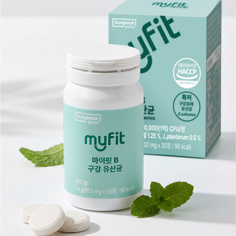 DongKook MyFit B Oral Probiotic Chewable Candy Mint Sugar-Free 30 Tablets