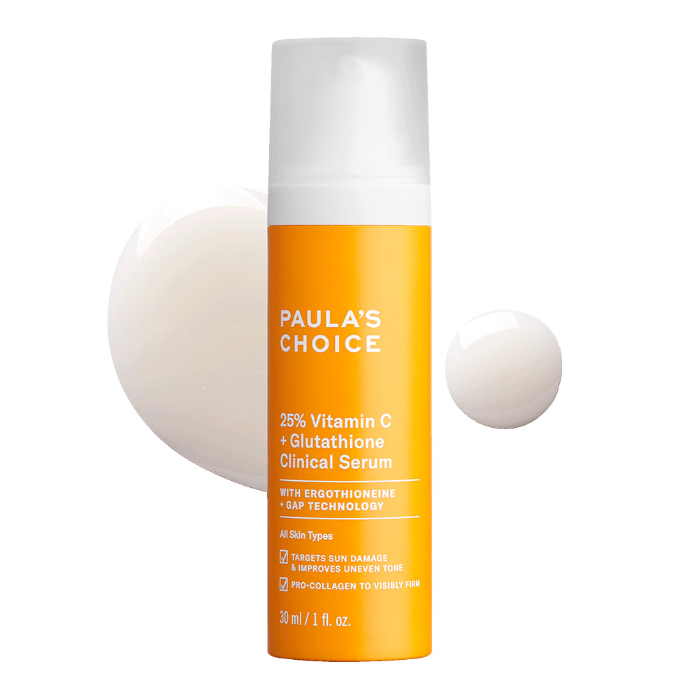 paula's choice 25 vitamin c + glutathione clinical serum review 25% Apply onto face and neck Wondering how to use 25%