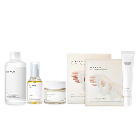 Mixsoon Bean Line Best 5-Piece Set (Toner 300ml, Essence 50ml, Cream 50ml, Eye Cream 20ml, Hydrogel Mask 5pcs)