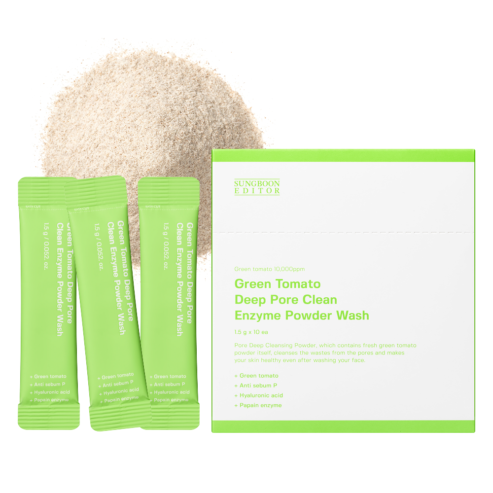 Sungboon Editor Green Tomato Deep Pore Clean Enzyme Powder Wash Travel Pack 10 Sachets