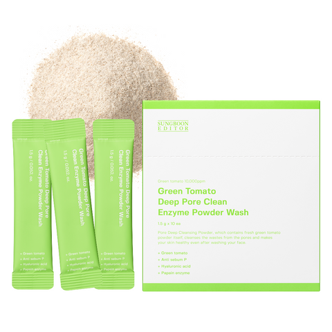 Sungboon Editor Green Tomato Deep Pore Clean Enzyme Powder Wash Travel Pack 10 Sachets