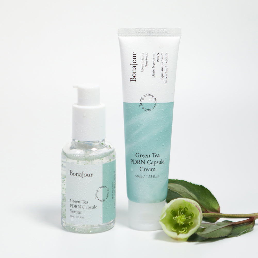 Bonajour Green Tea PDRN Capsule Serum 50ml + Green Tea PDRN Capsule Cream 50ml (Set)