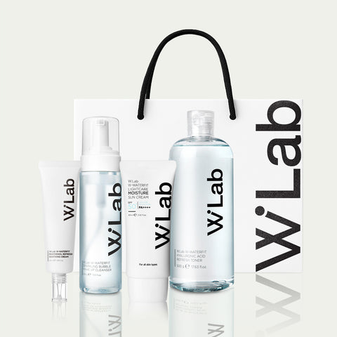 W.Lab WaterFit Hydration 4-Piece Set (Toner + Soothing Cream + Sunscreen + Bubble Cleanser)