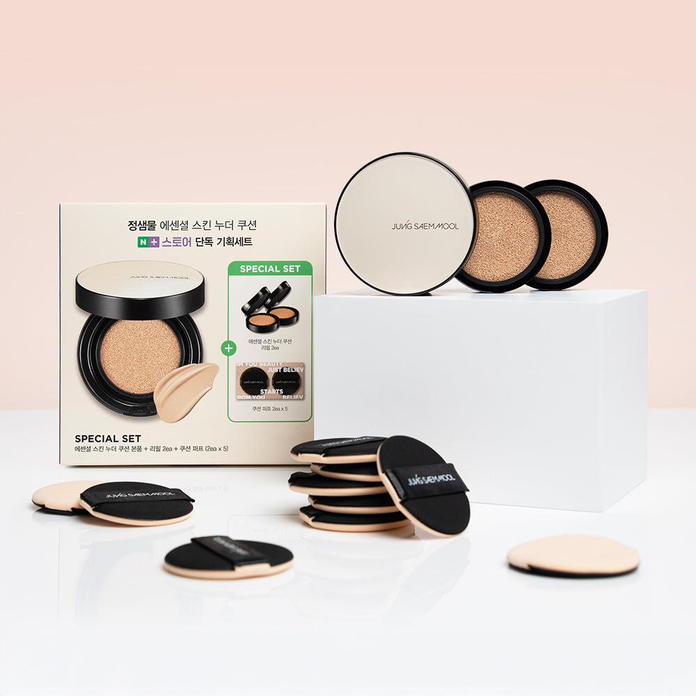 JUNG SAEM MOOL Essential Skin Nuder Cushion Set (14g + 14g x2 refills + 10 puffs)