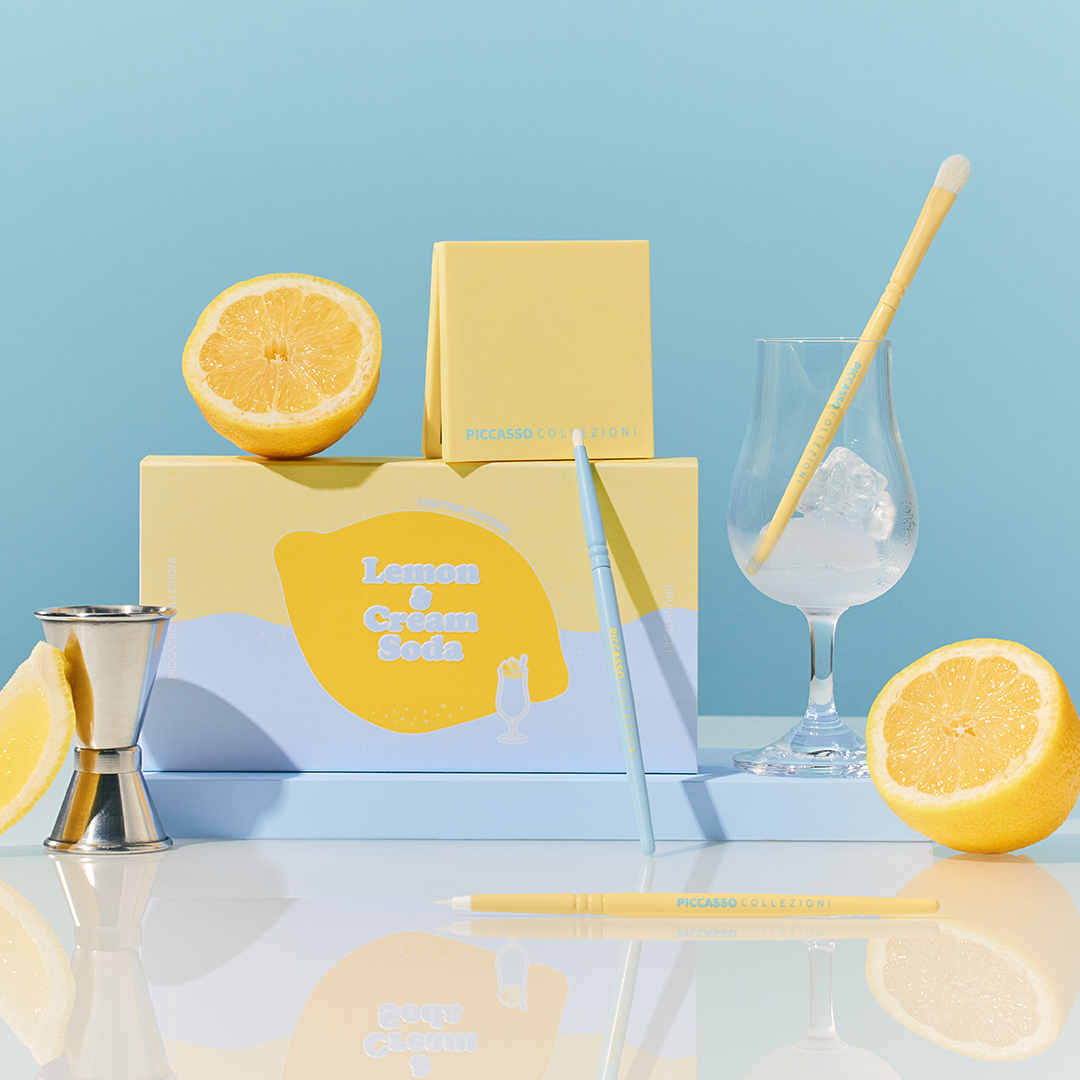 Picasso Collezioni Lemon & Cream Soda Edition Brush 3-Piece Eye Set (with Dual Mirror Gift)