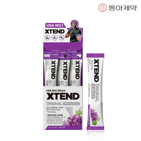 Dong-A Pharm XTEND Zero Sugar BCAA 7,000mg Grape Flavor 10-Serving Pack x 3 Boxes