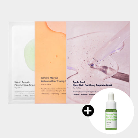 Sungboon Editor Mask Pack Set 30P (Pores Dark Spots Radiance) + Green Tomato Pore Ampoule 10ml