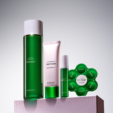 Evercell Cell Vital Photo-Aging Protection & Moisture 3-Piece Set (Essence 145ml + Sunscreen 45ml + 1-Week Cell Program)