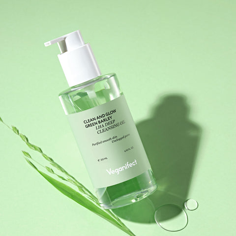 Veganifect Cleansing Oil 205ml + Deep Cleansing Foam 165ml Set (Barley Mask 1pc, Collagen Pack Stick 1pc, Solid Perfume 713, Toner Pads 2pc)