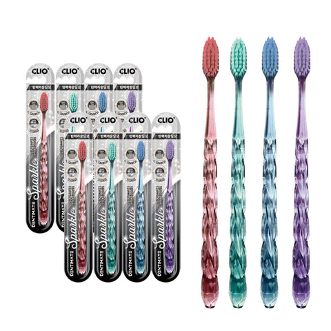 Clio Dentimate Sparkle Elastic Care Toothbrush, Regular Head, 8 Count
