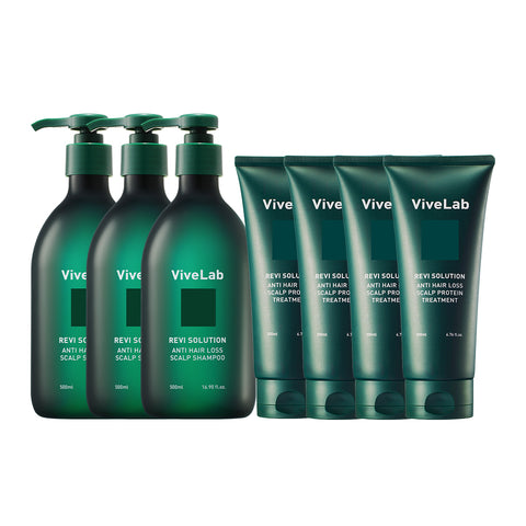 Vivelab Postpartum & Women's Large Set - Green Shampoo 500ml x3 + 300ml + Hair Loss Treatment x4