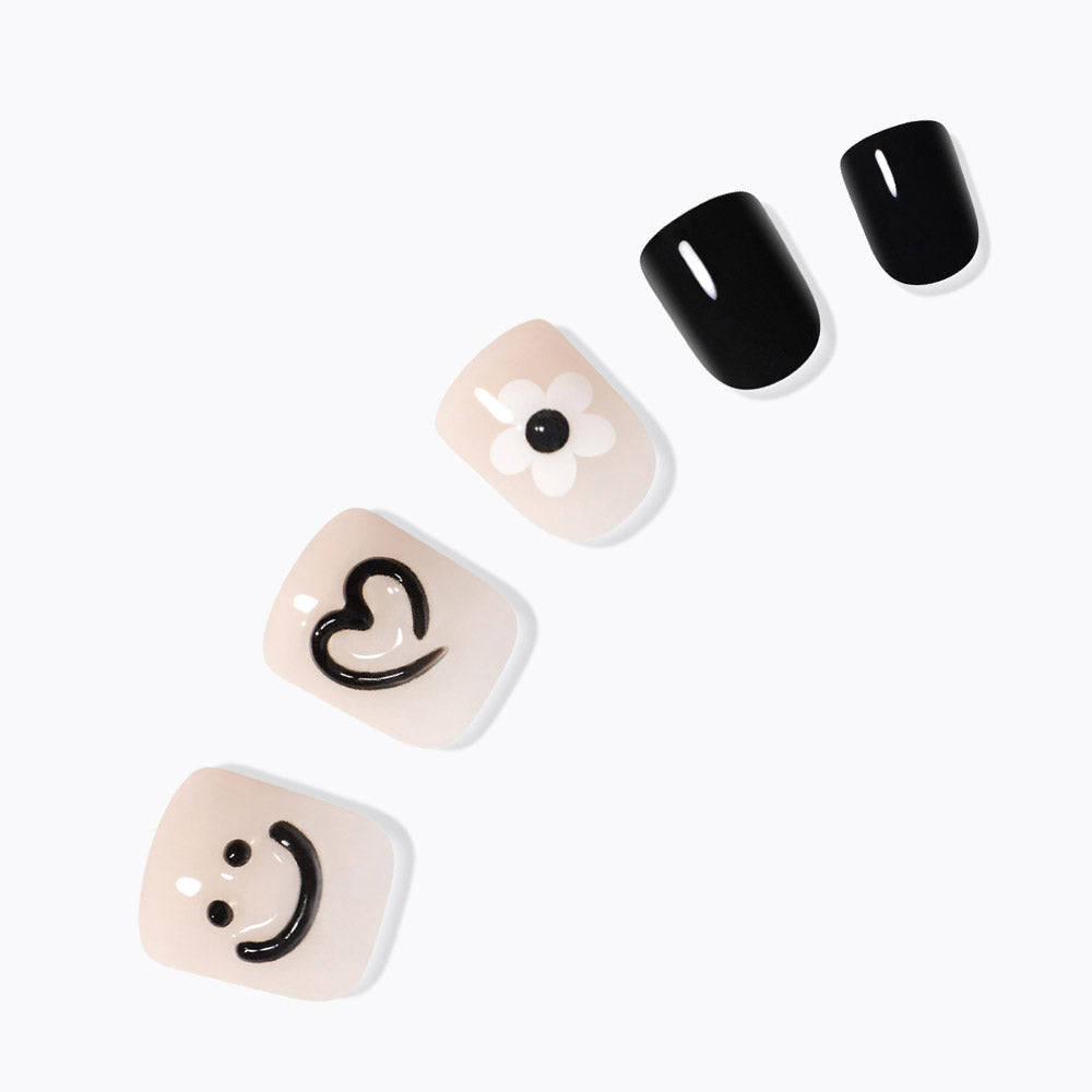 Dashing Diva Magic Press Happy Drawing (Short Square) Nail Tips