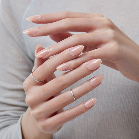 Dashing Diva Magic Press Nude Glossy (Almond) Nail Tips