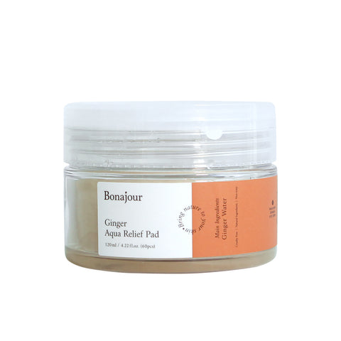 Bonajour Vegan Ginger Aqua Relief Toner Pads, 60 Pads