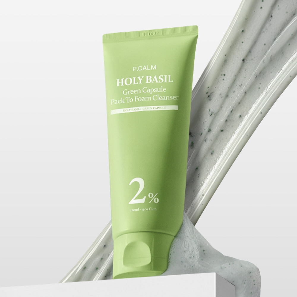 Pcalm Holy Basil Green Capsule Pack-to-Foam Cleanser 120ml