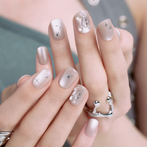 Dashing Diva Magic Press Jo & Friends Fuzzy Glow Press-On Nails (Free Random Charm Keyring)
