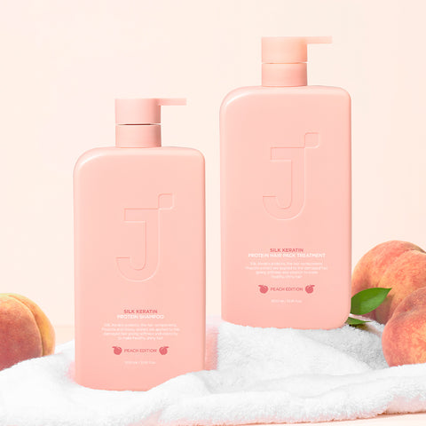 Jsoop Silk Keratin Protein Peach Edition Shampoo + Treatment 1000ml 2-Piece Set