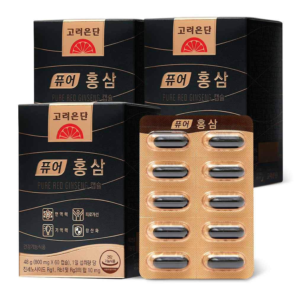 Koreaeundan Pure Red Ginseng 800mg Capsules 60 Capsules x 3