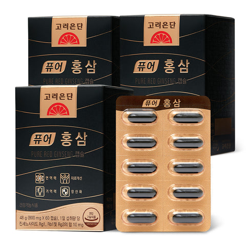 Koreaeundan Pure Red Ginseng 800mg Capsules 60 Capsules x 3
