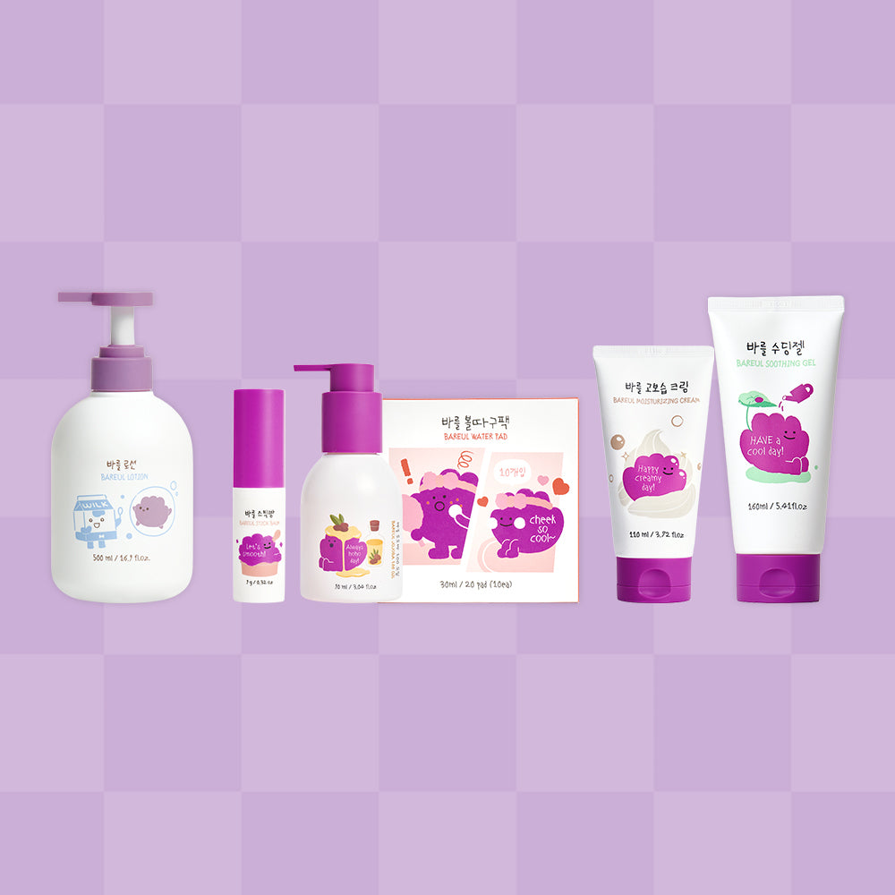 FRANKLIIN Bareul Renewal Baby Skincare 6-Piece Set (Large Lotion + Soothing Gel + High-Moisture Cream + Jojoba Oil + Stick Balm + Cheek Pack)