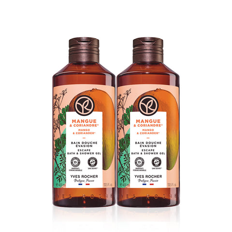 Yves Rocher Mango & Coriander Shower Gel 400 ml (2 Pack)