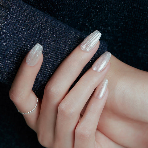 Dashing Diva Magic Press Glass White (Coffin) Nail Tips