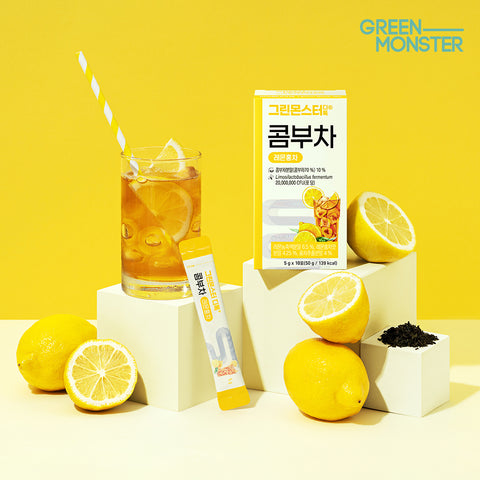 Green Monster Detox Kombucha Lemon Black Tea 2 Billion Probiotics 10 Sticks (50g)