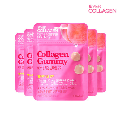 Newtree Ever Collagen Collagen Gummies 5-Day Pack (6 gummies x 5 packets) Vitamins Hyaluronic Acid Ceramide & Elastin
