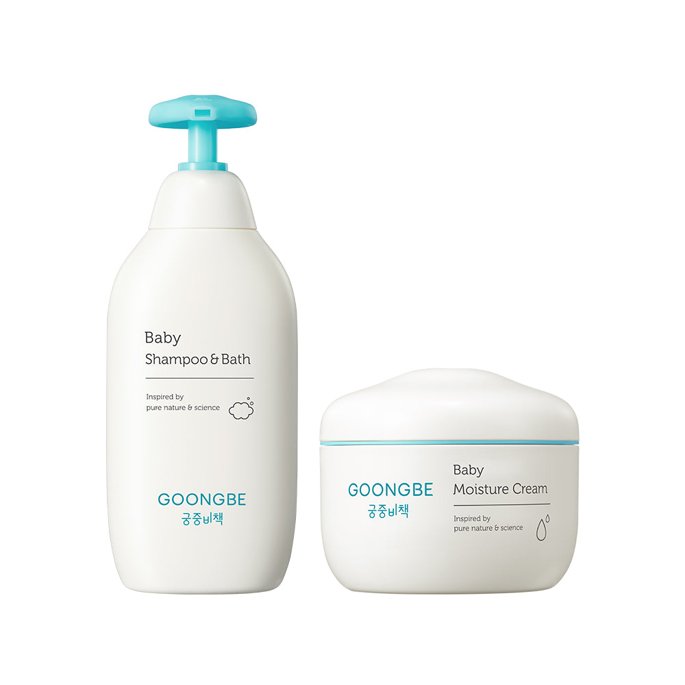 Goongbe Baby Shampoo & Bath 350ml + Baby Moisture Cream 180ml Set
