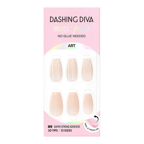 Dashing Diva Magic Press Glass Beige (Coffin) Nail Tips