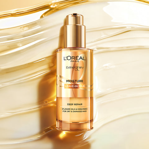 L'Oreal Paris NEW Extraordinary Oil Heat Protecting Hair Milk 90ml (2pcs) + Airy Silk 30ml & Hair Milk 7ml