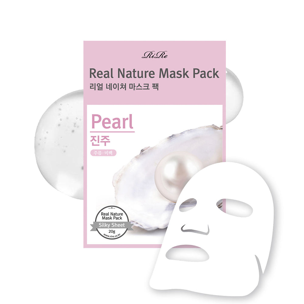 Rire Real Pearl Nature Mask Pack 20 Sheets (1,000 ppm Pearl Extract)