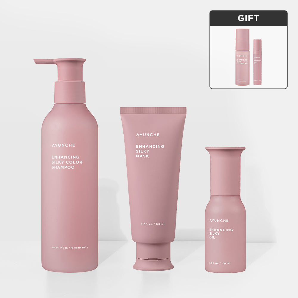 Ayunche Enhancing Silky Hair Care 3-Step Set (Shampoo 500g + Mask 200ml + Oil 100ml)