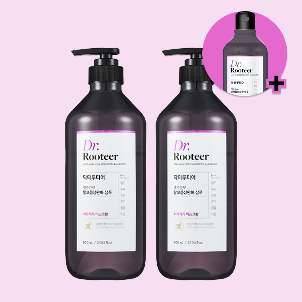 Dr.Rooteer Beer Yeast Hair Loss Relief Shampoo Musk Scent 800ml x2 + 180ml