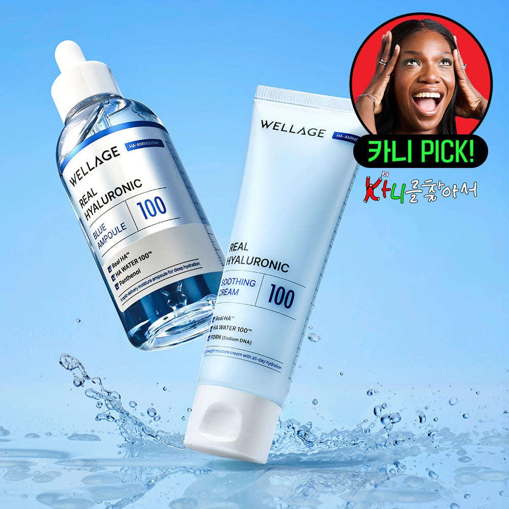 Wellage Real Hyaluronic Soothing Cream 80ml + Blue 100 Ampoule 60ml
