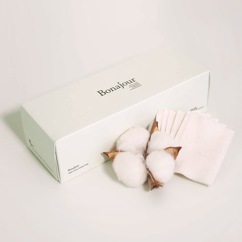 Bonajour Vegan 100% Cotton Unbleached Biodegradable 3-Ply Cotton Pads, 80 Sheets