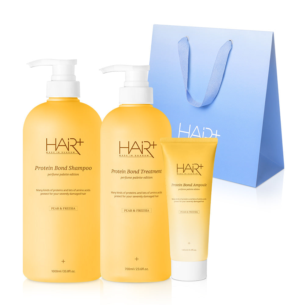 HairPlus Freesia Perfume Protein Heat-Protect Intensive Clinic Set (Shampoo, Treatment & Hair Essence)