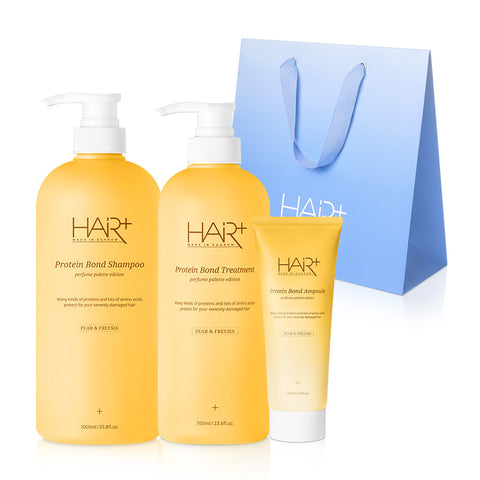HairPlus Freesia Perfume Protein Heat-Protect Intensive Clinic Set (Shampoo, Treatment & Hair Essence)