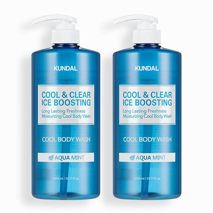 Kundal Cool & Clear Ice Boosting Cool Body Wash - Aqua Mint 1058ml (2 Pack)