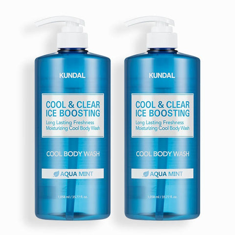 Kundal Cool & Clear Ice Boosting Cool Body Wash - Aqua Mint 1058ml (2 Pack)