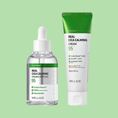 Wellage Cica Calming 95 Trouble Ampoule + Cream 2-Piece Set (50ml + 50ml)